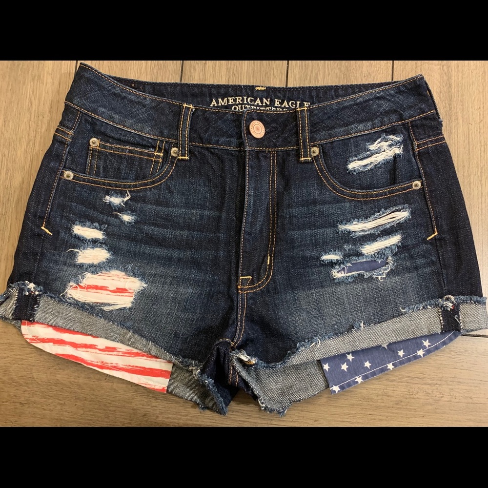 American Eagle Patriotic Jean Shorts